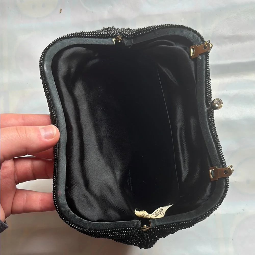 Black beaded purse with metal Clasp